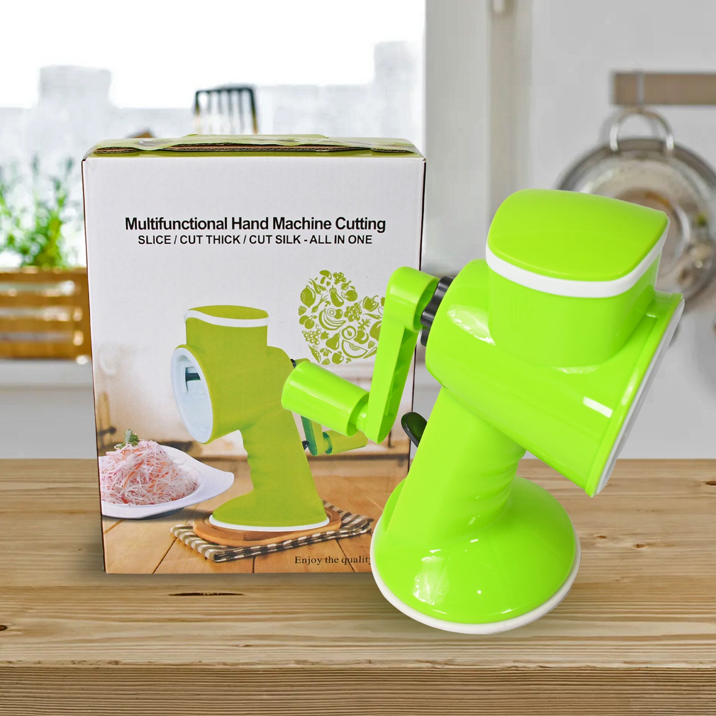 8247 6 In 1 Multi Functional Vegetable Cutter  Slicer Hand Machine Cutting Slice Cut Thick Cut Silk All In One Vegetable Chopper Cutter  Slicing Cutter Barrel - Vegetable Grater With 6 Removable Blades