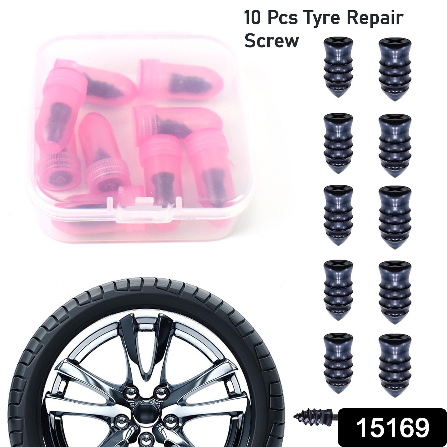 Tire Repair Rubber Nail Car Tire Repair Nails Tire Repair Pink (10 Pcs Set)